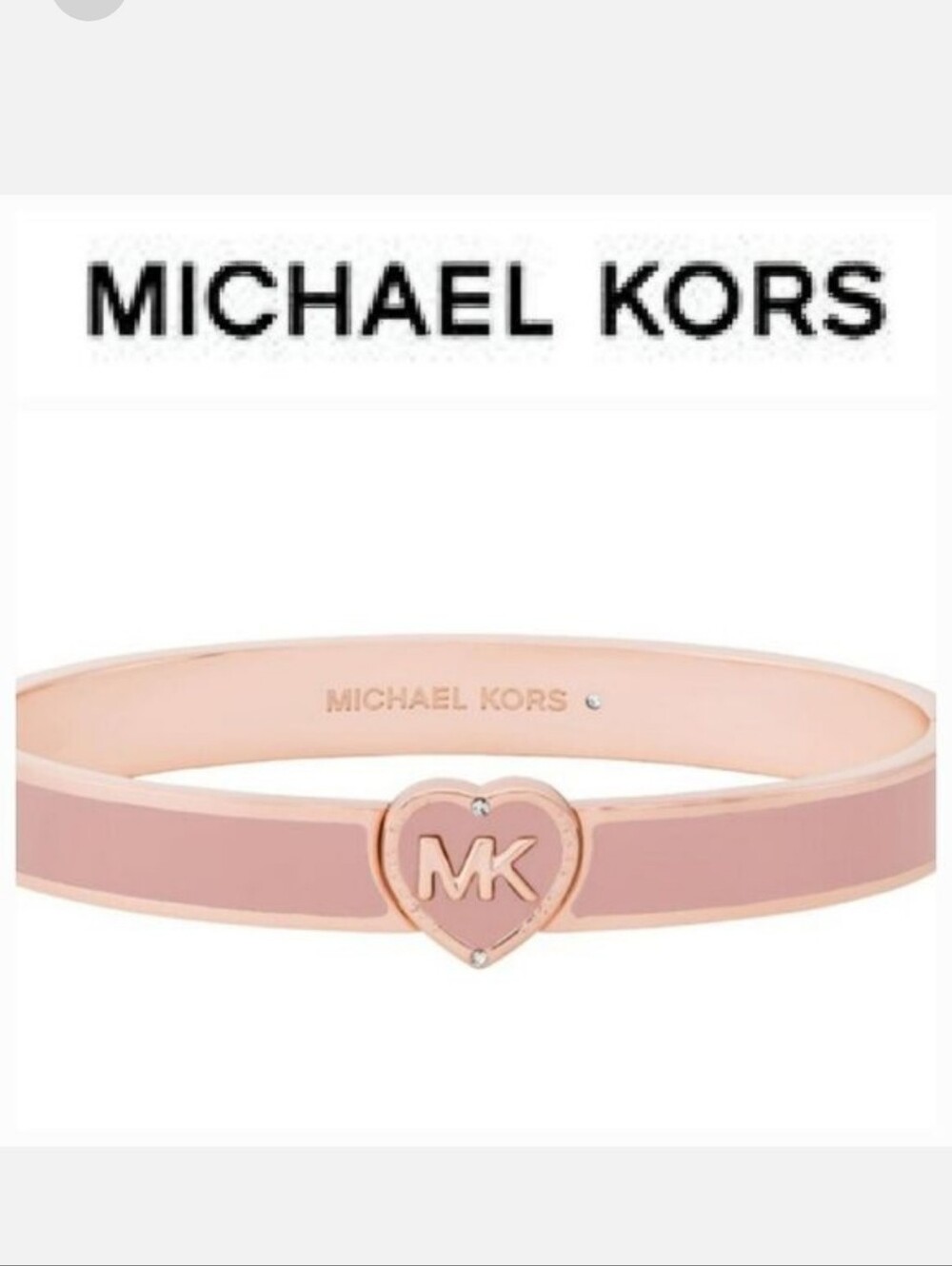 Michael Kors RARE Mauve Pink Logo Heart Limited Edition Bangle Bracelet NIB